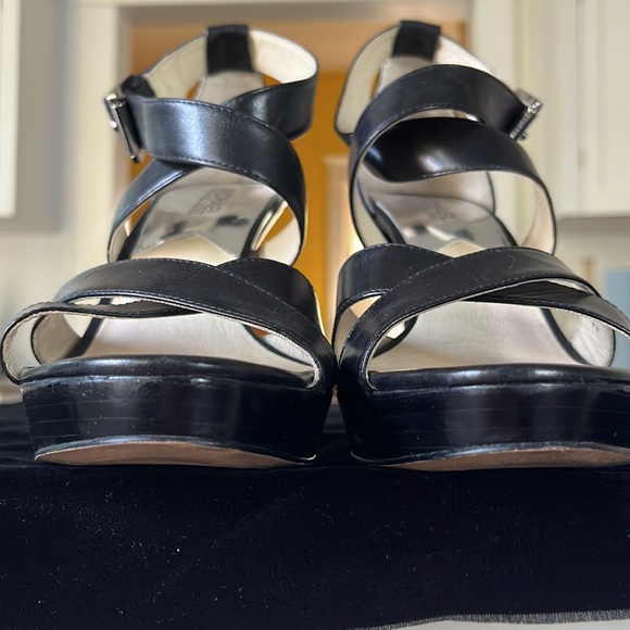 Michael Kors Evie 9M Black Leather Platform Open Ankle 4” Stiletto Sandal - Picture 3 of 7